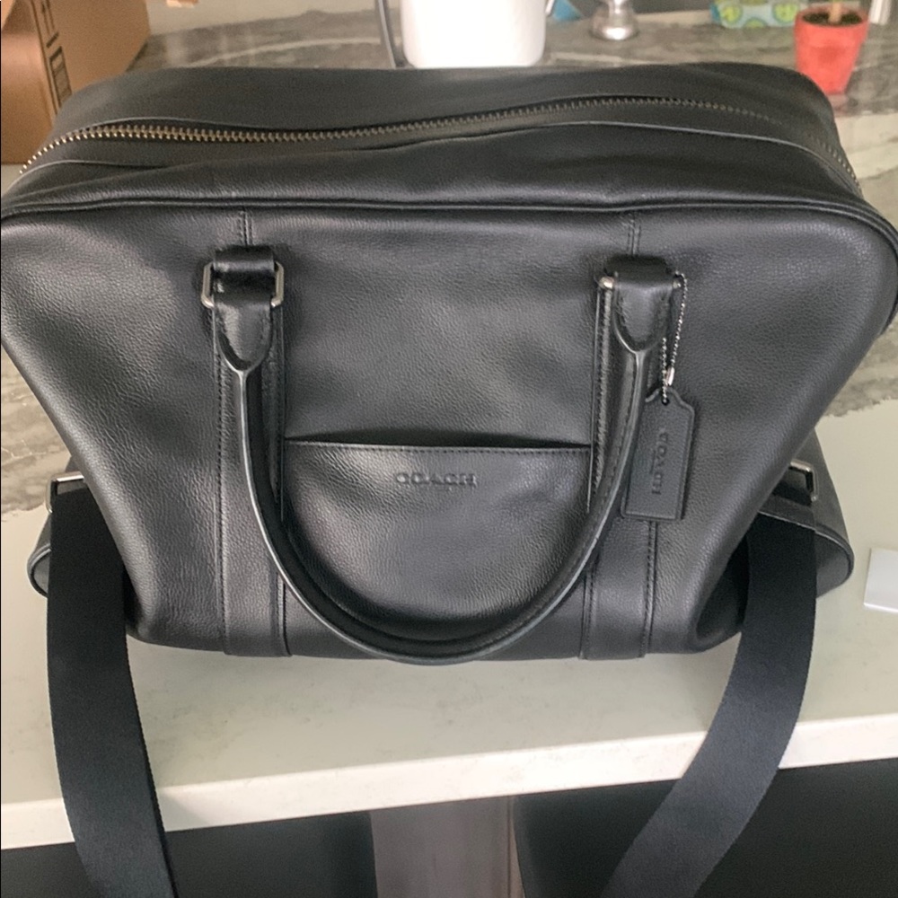 Coach Black Leather Duffel Bag